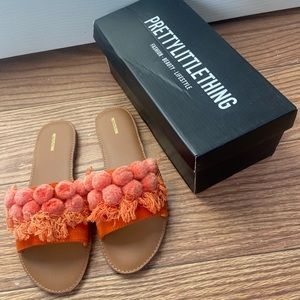Tangerine slide sandals